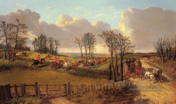  frederic - Eine Jagd Szene mit einem Trainer und vier auf der Open Road John Frederick Herring Jr Pferd